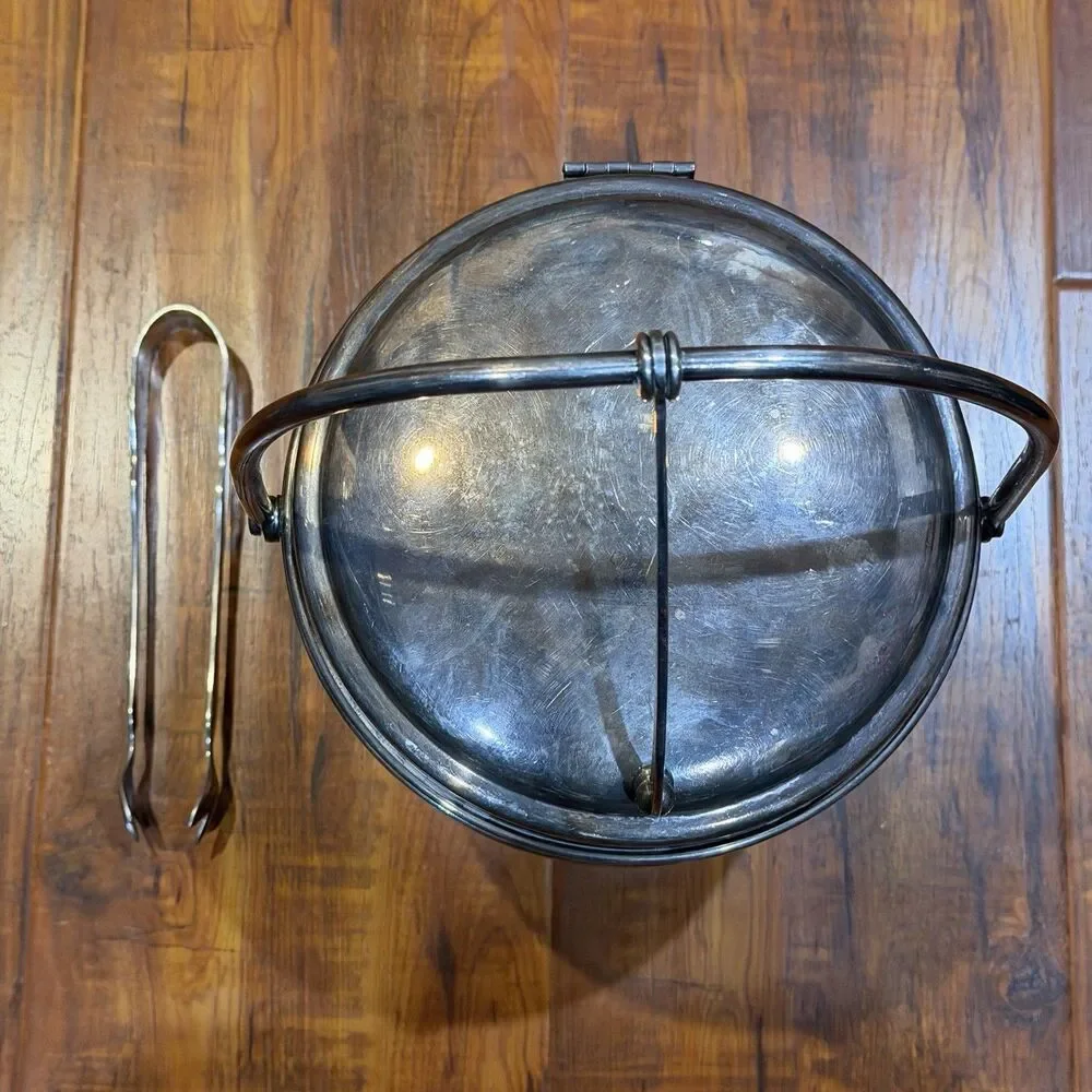 Vintage Bernard Rice's Sons Apollo E.P.C. Silver Plate 7103 Ice Bucket w/ Tongs